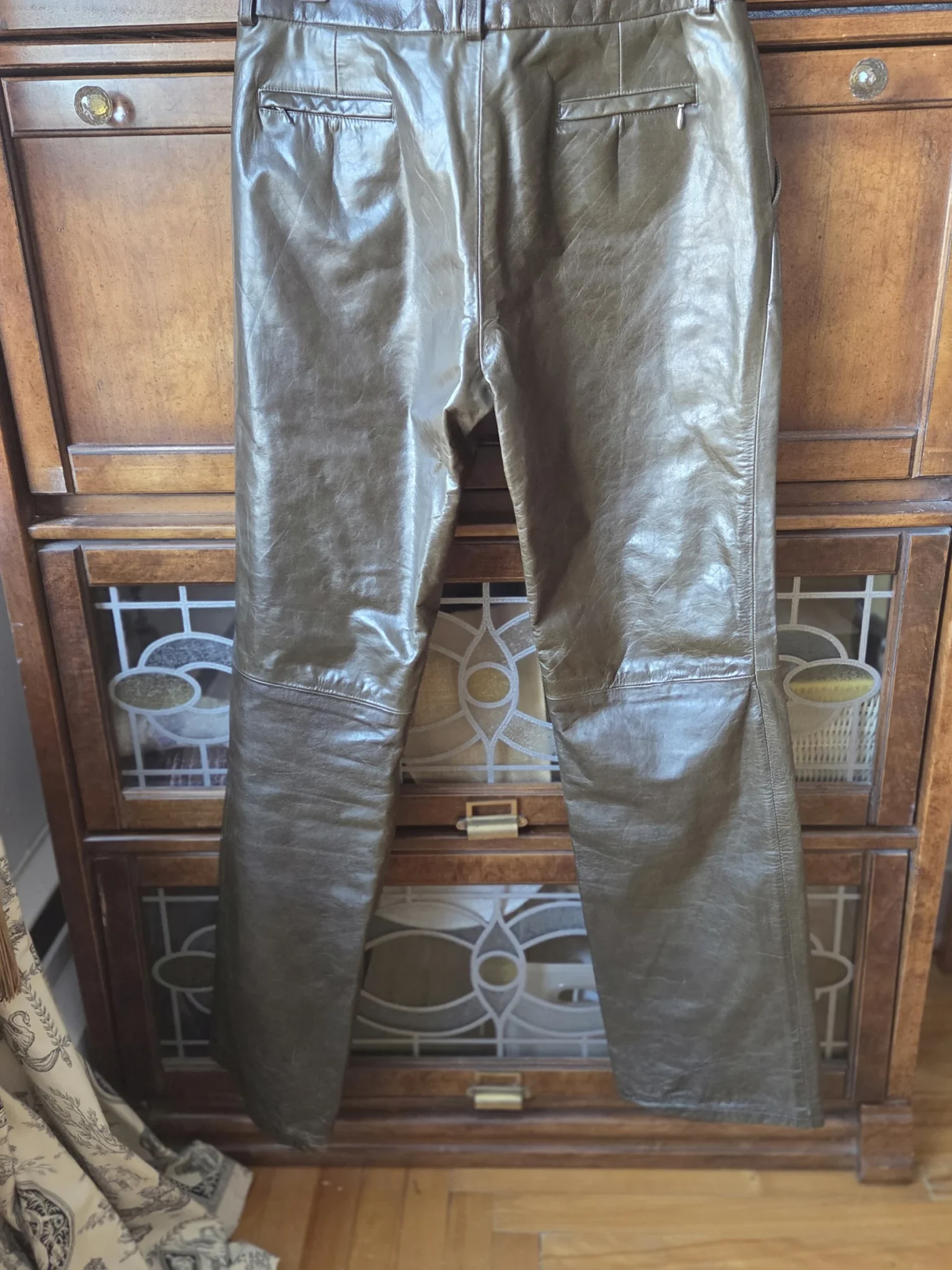 Image for RUDSAK-Vintage olive green leather trousers