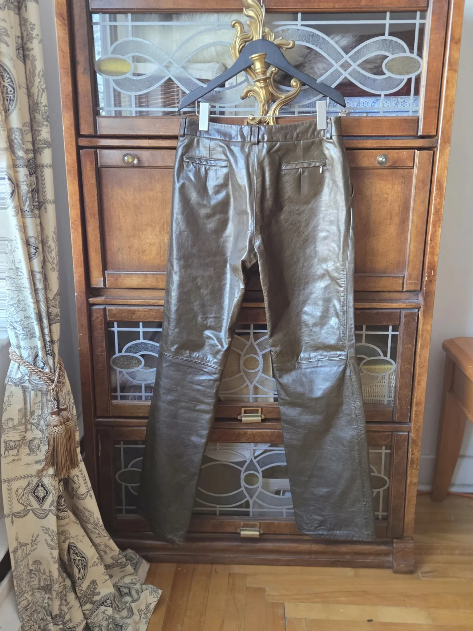 Image for RUDSAK-Vintage olive green leather trousers