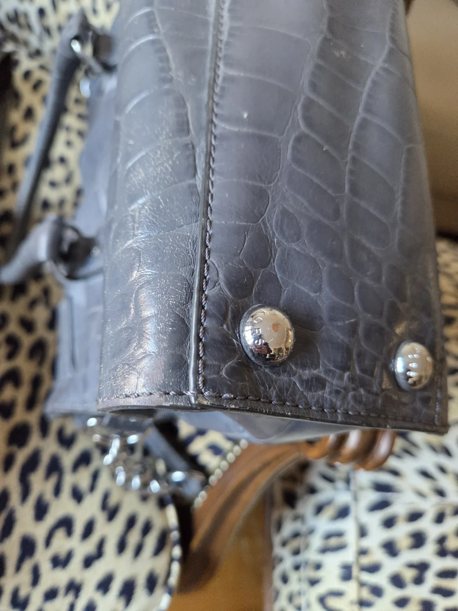 Image for Michael Kors HAMILTON bag in crocodile grey leather