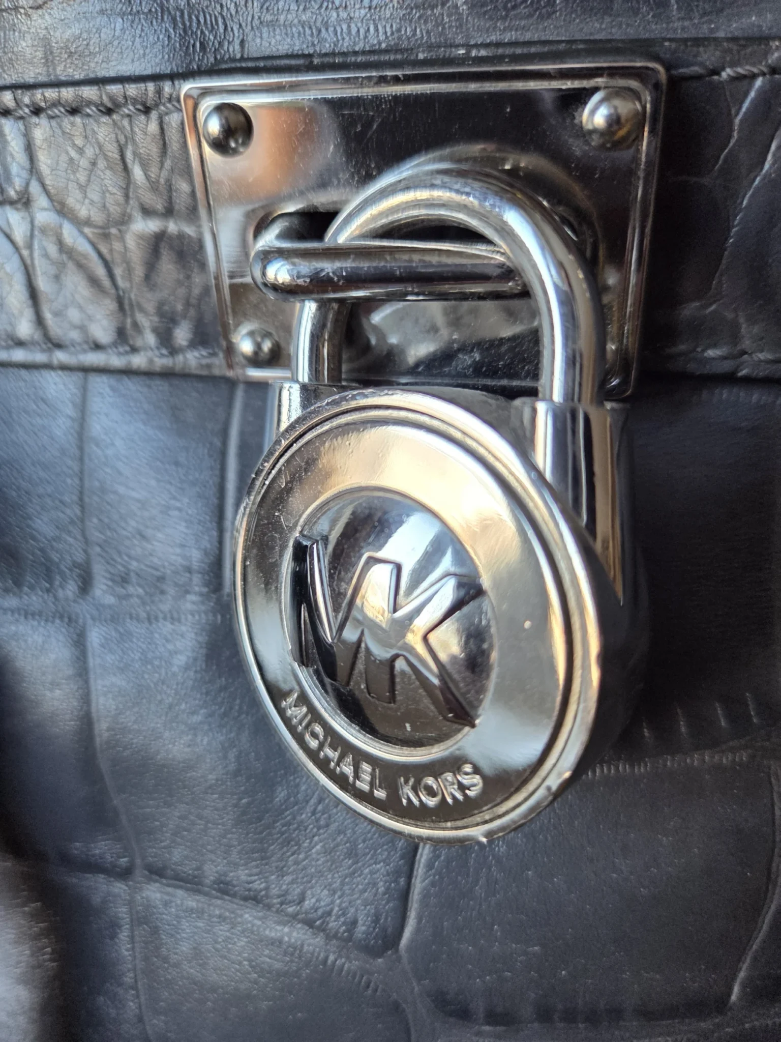 Image for Michael Kors HAMILTON bag in crocodile grey leather