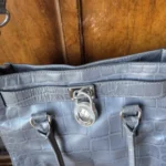 Thumbnail for Michael Kors HAMILTON bag in crocodile grey leather