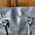Thumbnail for Michael Kors HAMILTON bag in crocodile grey leather