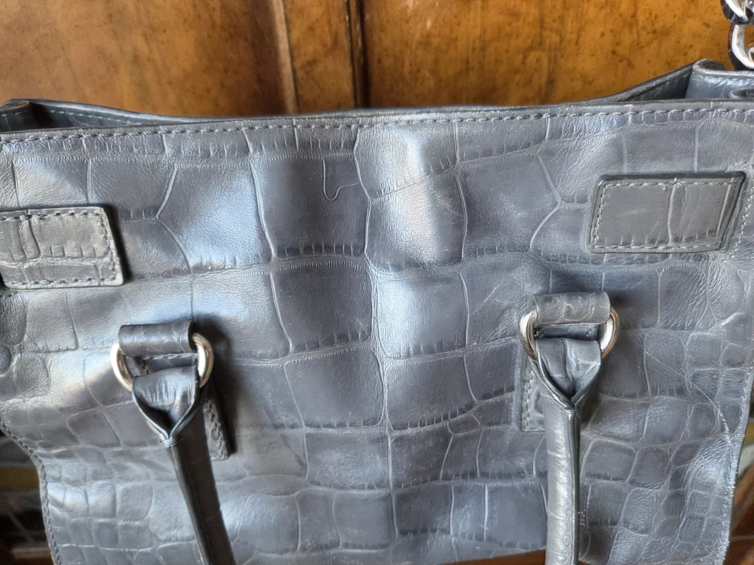 Image for Michael Kors HAMILTON bag in crocodile grey leather