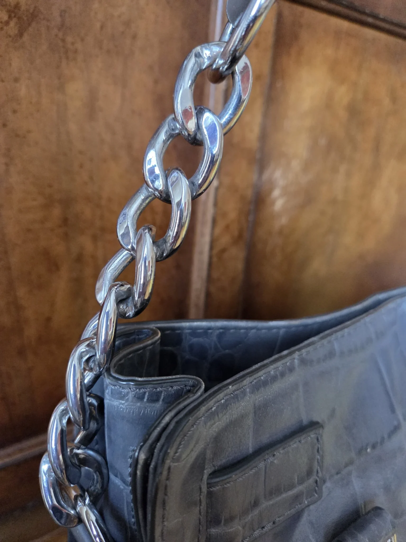 Image for Michael Kors HAMILTON bag in crocodile grey leather