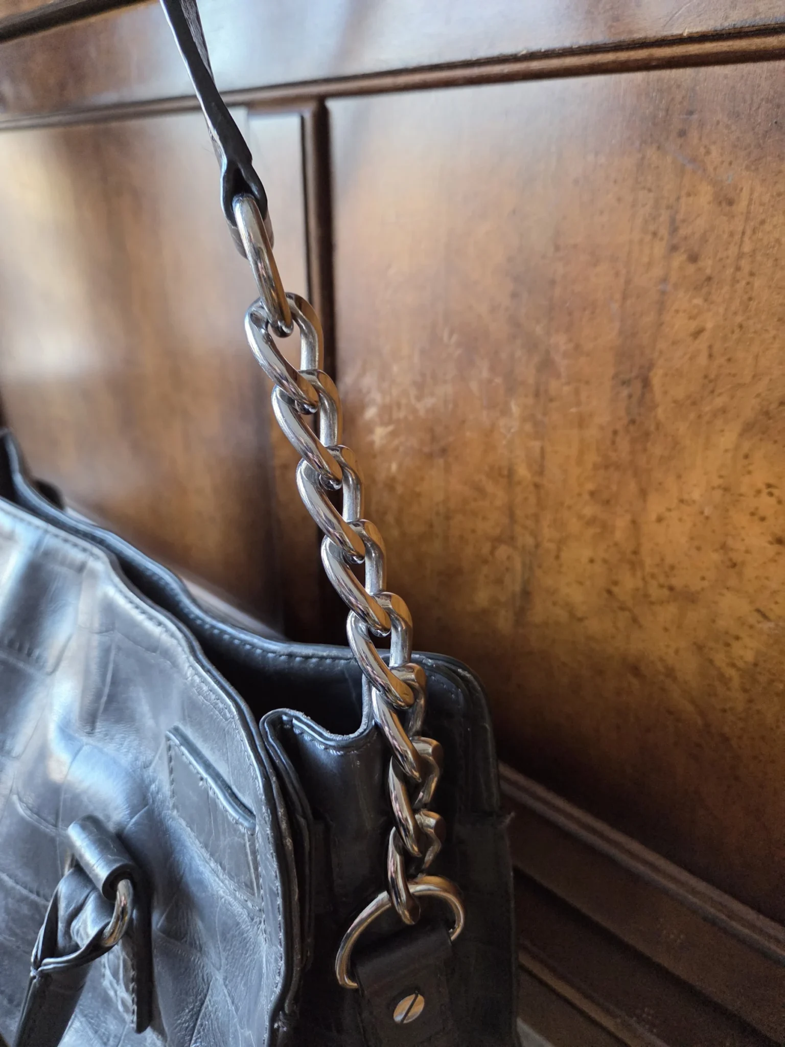 Image for Michael Kors HAMILTON bag in crocodile grey leather