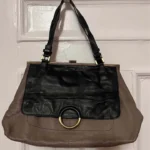 Featured thumbnail for Large black and grey leather bag by Séquoia