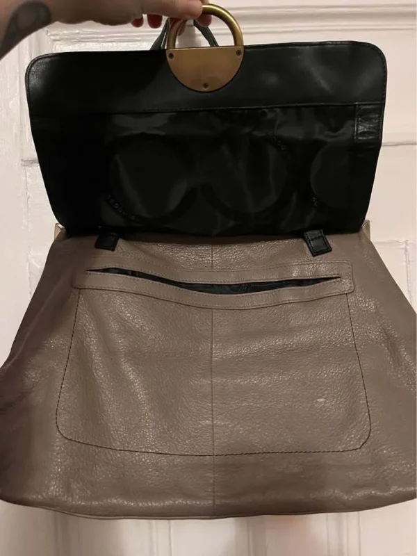 Image for Large black and grey leather bag by Séquoia