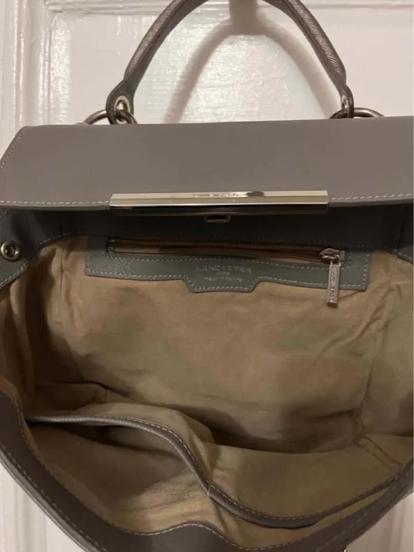 Image for Sac cuir grainé gris et argenté Lancaster