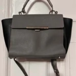 Thumbnail for Sac cuir grainé gris et argenté Lancaster