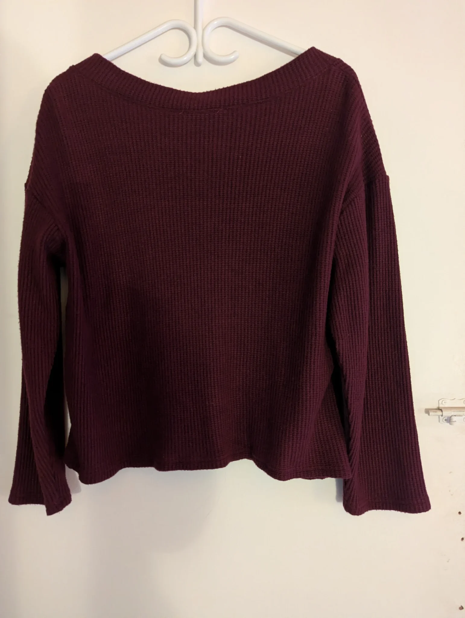 Image for Pull encolure en V - Tricot bourgogne