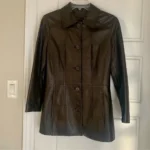 Thumbnail for Danier Genuine Leather Blazer Coat Dark Brown XS