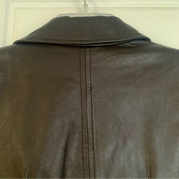 Image for Danier Genuine Leather Blazer Coat Dark Brown XS