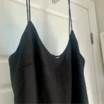Thumbnail for Robe longue noire MANGO avec bretelle spaghetti "Slip Dress" - Large