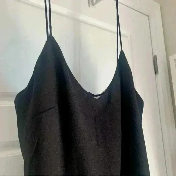 Image for Robe longue noire MANGO avec bretelle spaghetti "Slip Dress" - Large