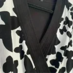 Thumbnail for WHITE HOUSE BLACK MARKET - Robe Faux Wrap noire et blanche ceintrée - Small