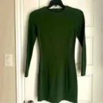Featured thumbnail for Robe courte manches longues en tricot Verte - ZARA -Small