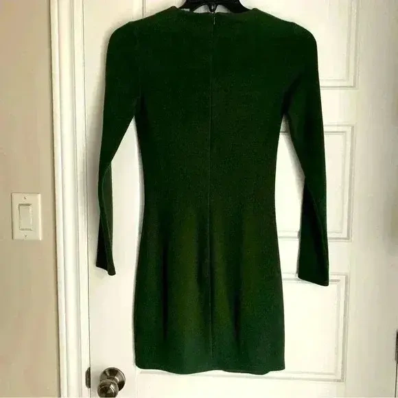 Image for Robe courte manches longues en tricot Verte - ZARA -Small
