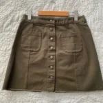 Featured thumbnail for Mini jupe à boutons Vert Khaki - Medium