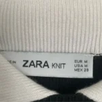 Thumbnail for Robe ZARA noire en tricot manches longues avec col et poignets blanc - Medium