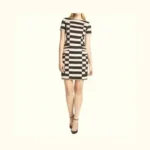 Featured thumbnail for Diane Von Furstenberg DVF Kathleen Striped Sheath Dress - Noir et Blanc Cassé- Small