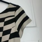 Thumbnail for Diane Von Furstenberg DVF Kathleen Striped Sheath Dress - Noir et Blanc Cassé- Small