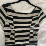 Thumbnail for Diane Von Furstenberg DVF Kathleen Striped Sheath Dress - Noir et Blanc Cassé- Small