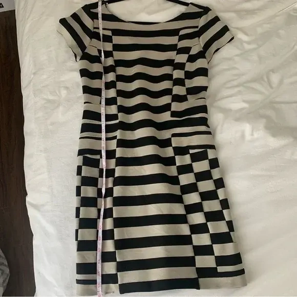 Image for Diane Von Furstenberg DVF Kathleen Striped Sheath Dress - Noir et Blanc Cassé- Small