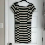 Thumbnail for Diane Von Furstenberg DVF Kathleen Striped Sheath Dress - Noir et Blanc Cassé- Small