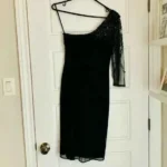 Featured thumbnail for Noire LE CHATEAU evening cocktail dress, transparent sleeves with sequins - XS