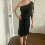 Thumbnail for Noire LE CHATEAU evening cocktail dress, transparent sleeves with sequins - XS