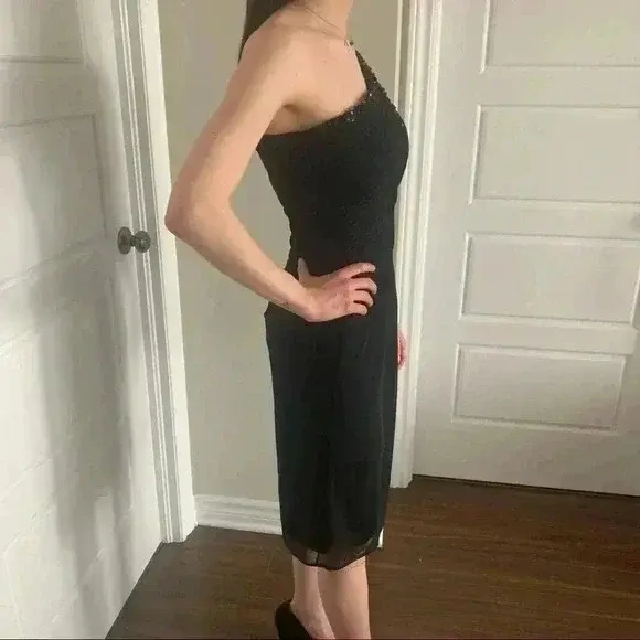 Image for Noire LE CHATEAU evening cocktail dress, transparent sleeves with sequins - XS