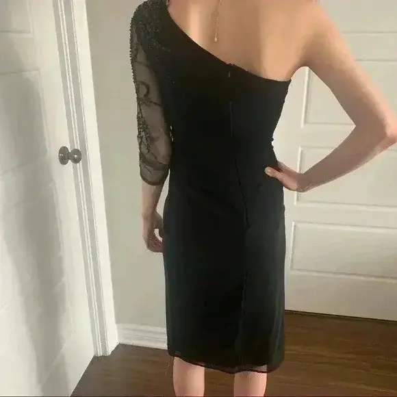 Image for Noire LE CHATEAU evening cocktail dress, transparent sleeves with sequins - XS