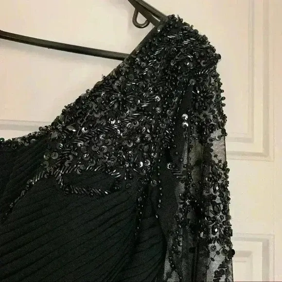 Image for Noire LE CHATEAU evening cocktail dress, transparent sleeves with sequins - XS