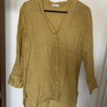 Featured thumbnail for Chemise 100% lin jaune moutarde