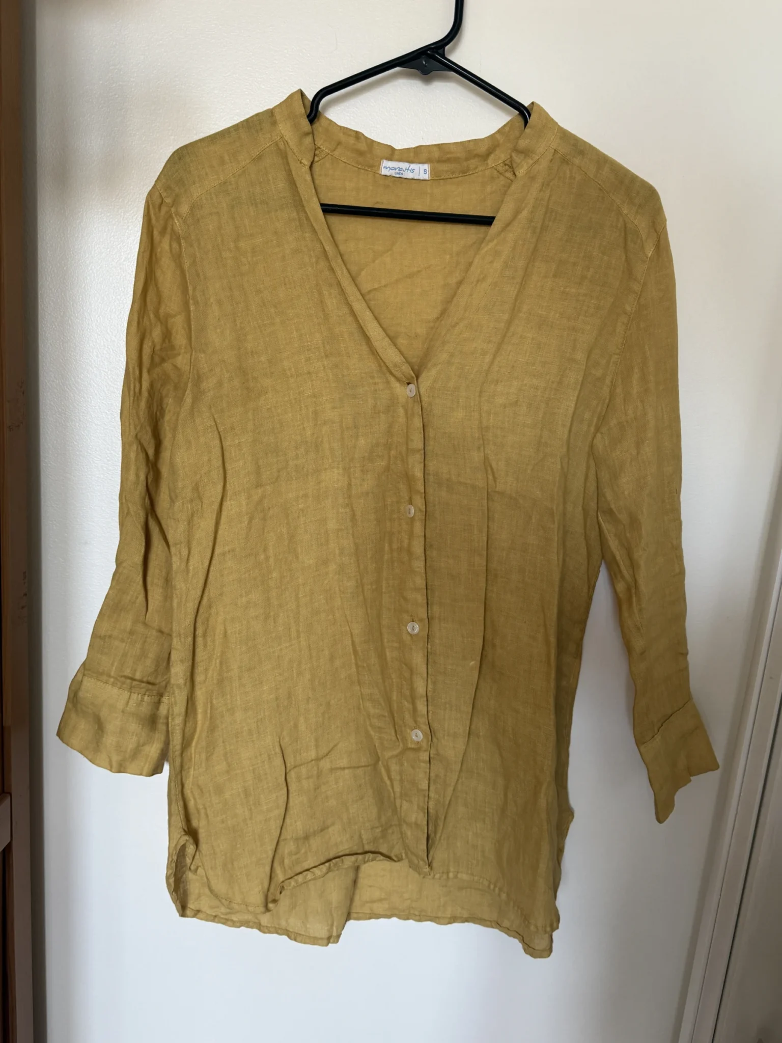 Featured image for Chemise 100% lin jaune moutarde