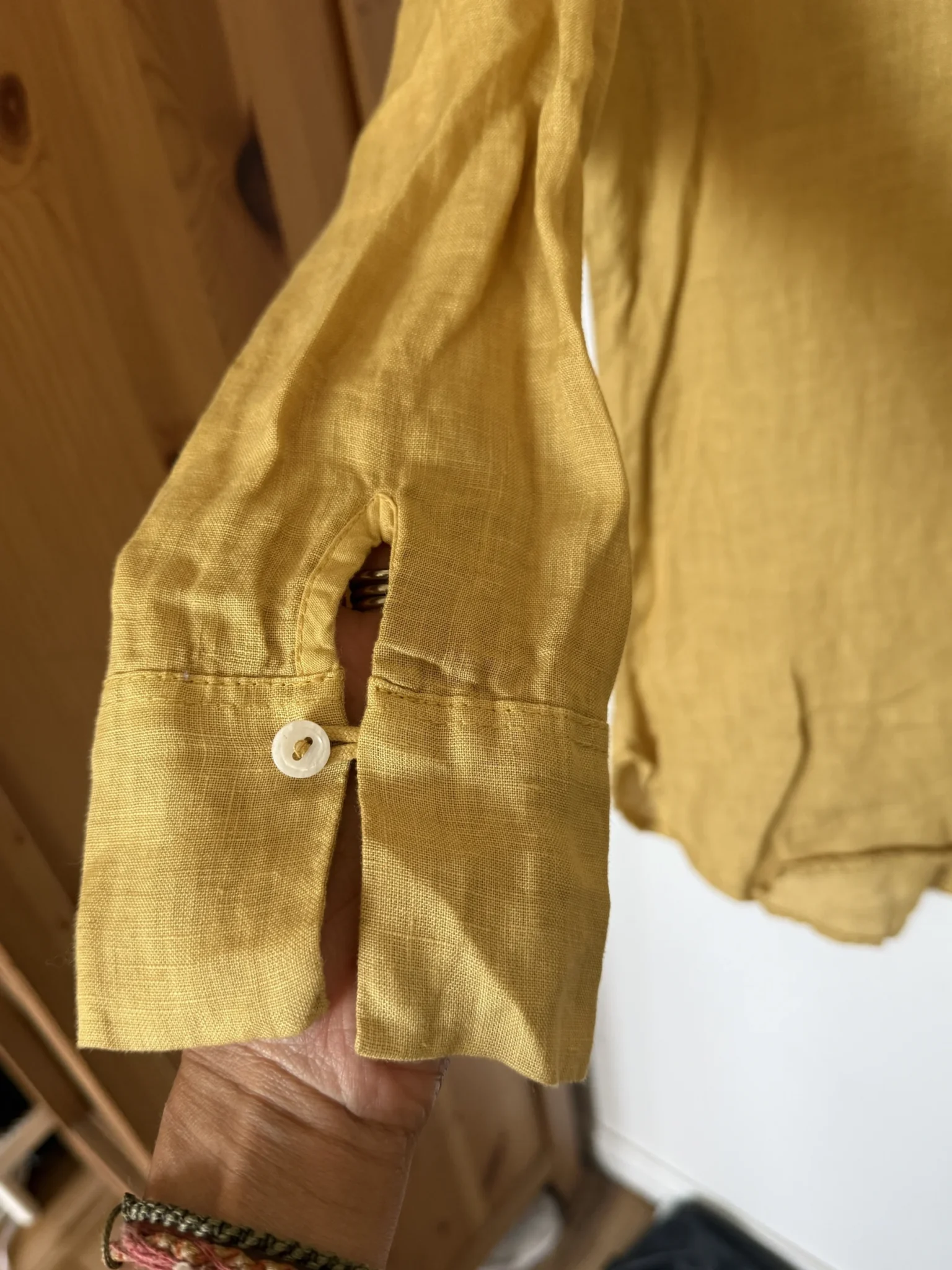 Image for Chemise 100% lin jaune moutarde
