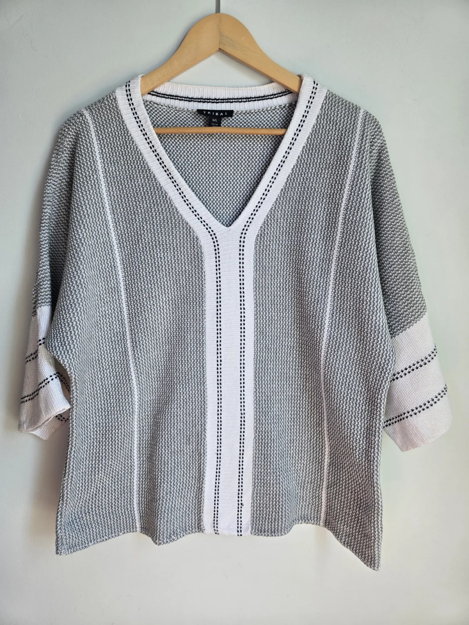 Featured image for 100% cotton 3/4-sleeve Tribal knit