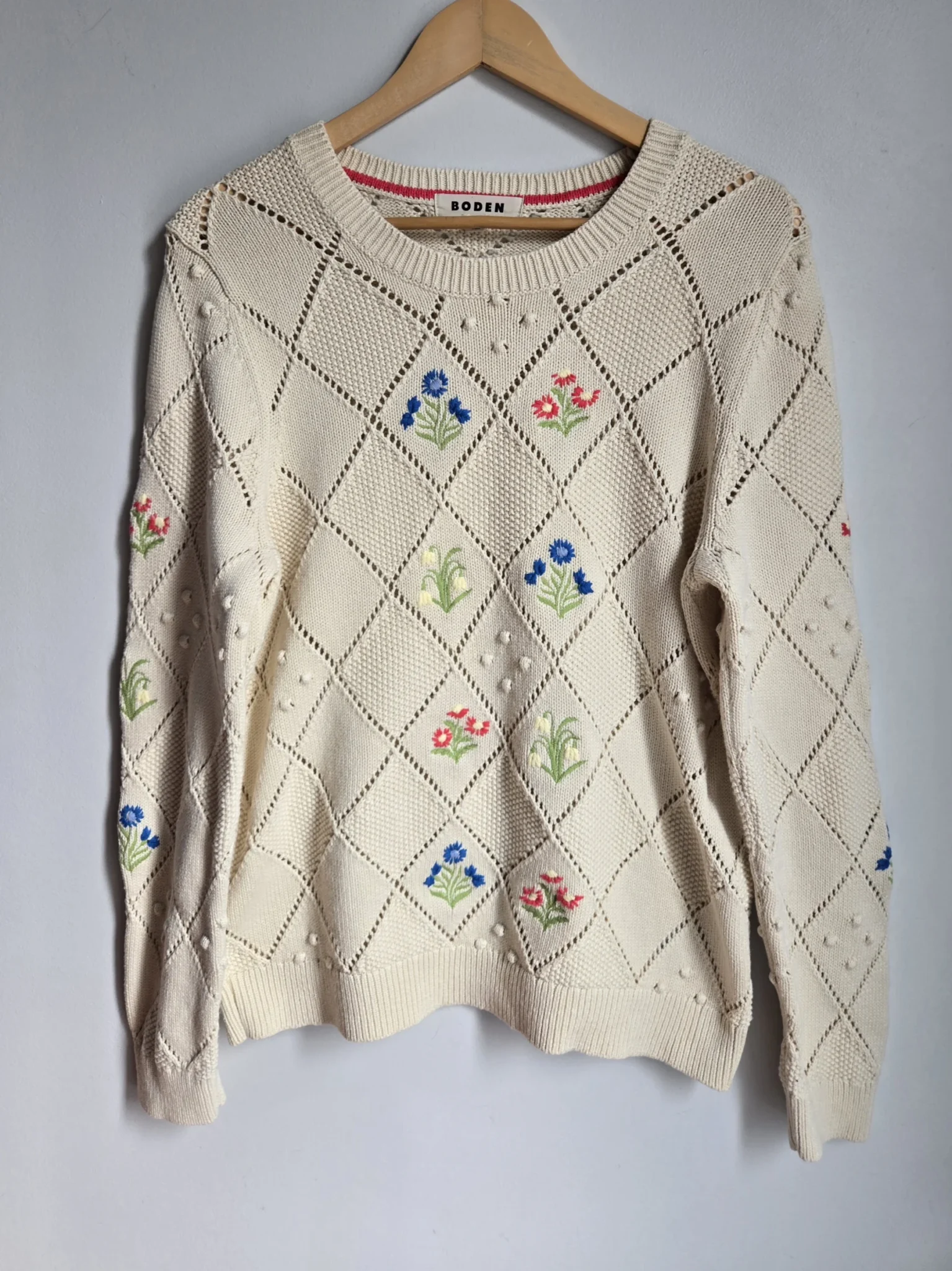 Featured image for 100% cotton knit with Boden flower embroidery