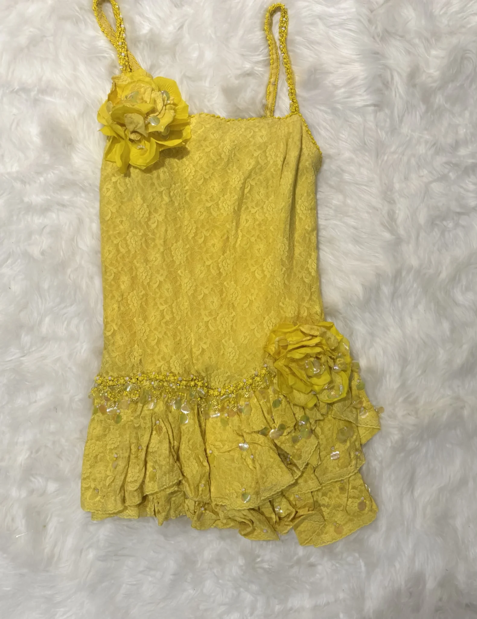 Image for Robe dentelle jaune unique