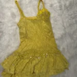Thumbnail for Robe dentelle jaune unique