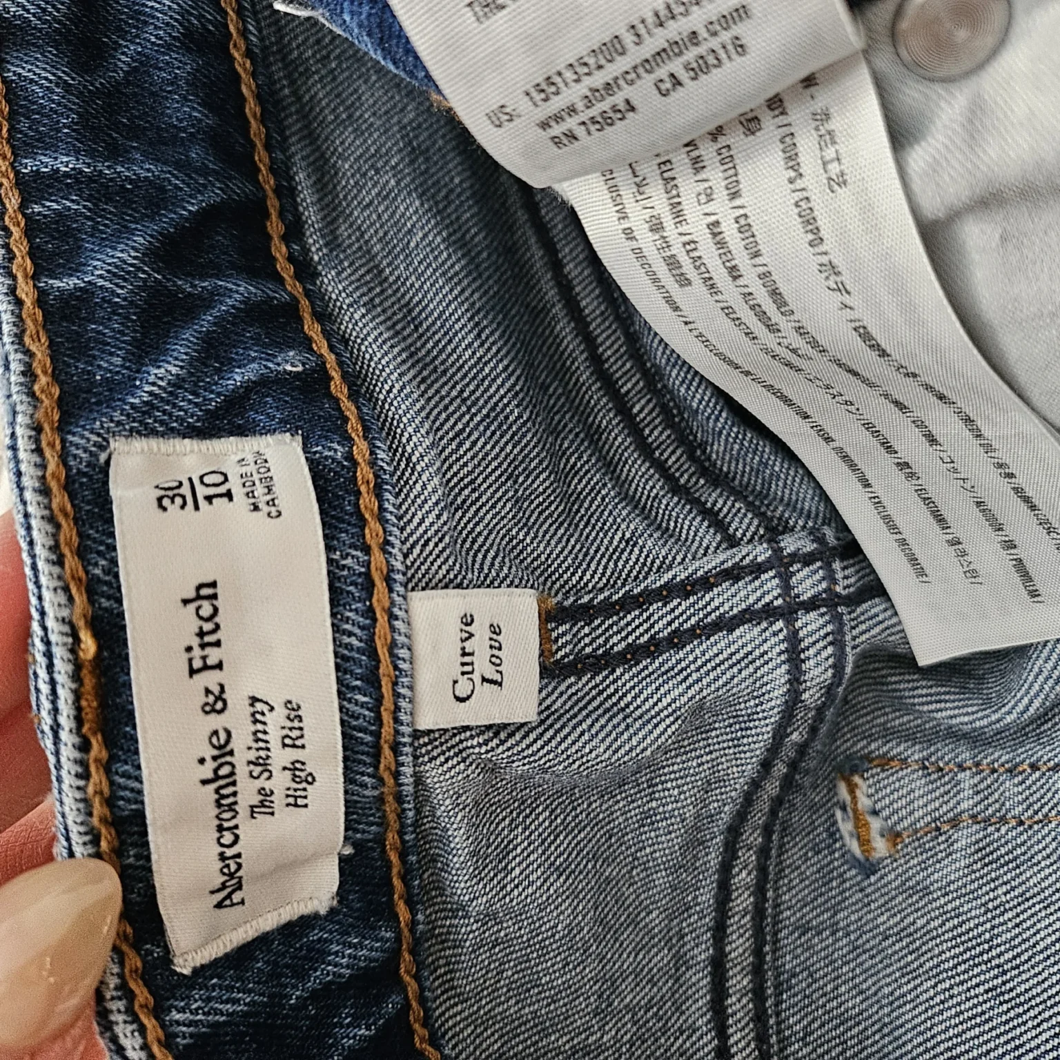 Image for Abercrombie Fitch skinny high rise curve love 30/10
