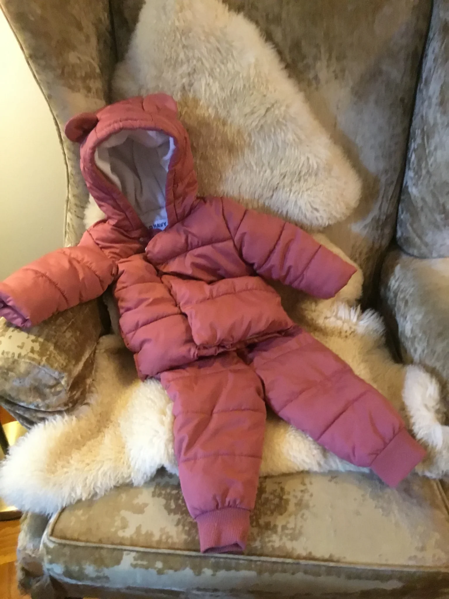 Featured image for Manteau d’hiver rose brun pour bébé (12-18 fait très petit)