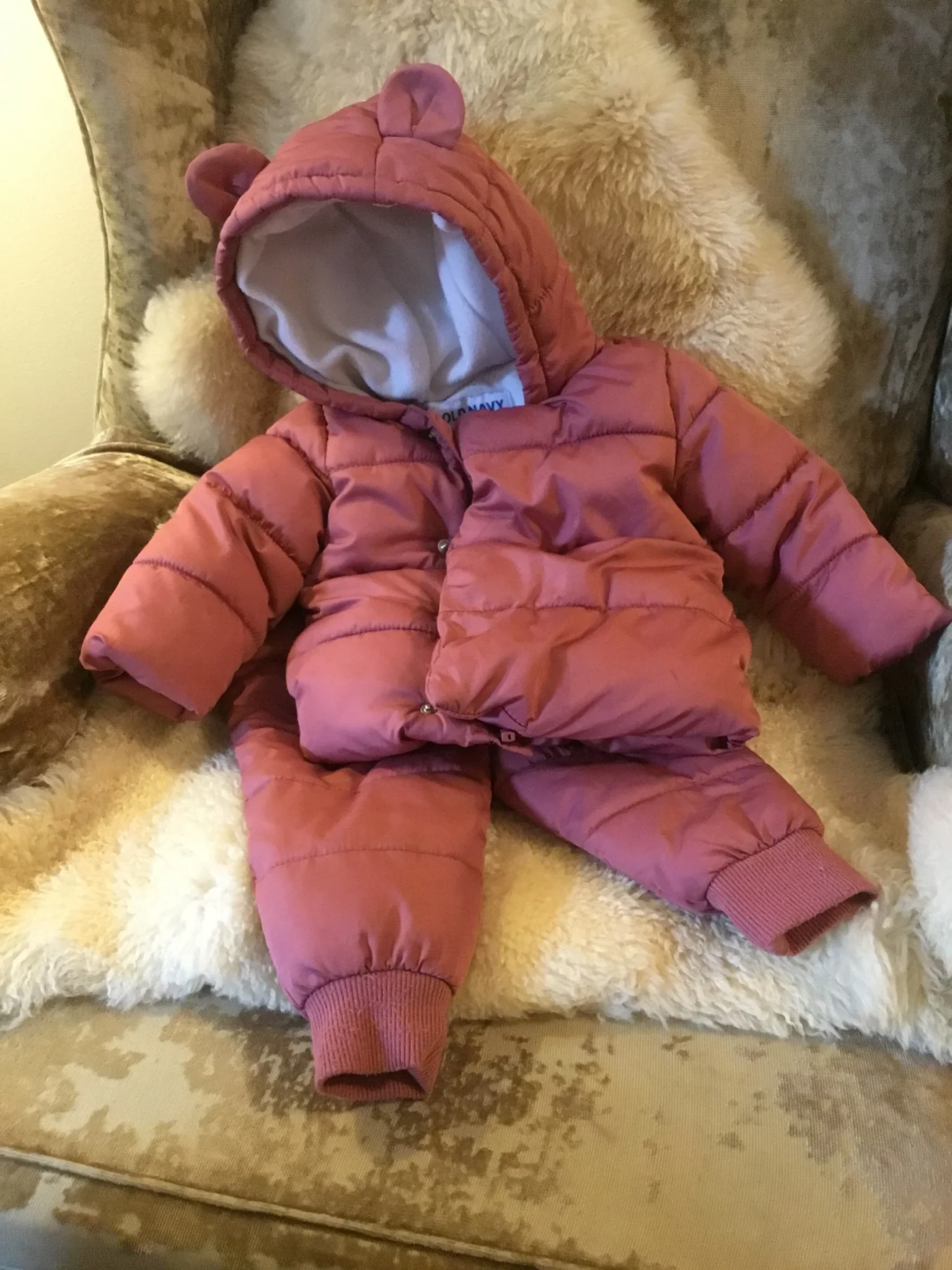 Image for Manteau d’hiver rose brun pour bébé (12-18 fait très petit)
