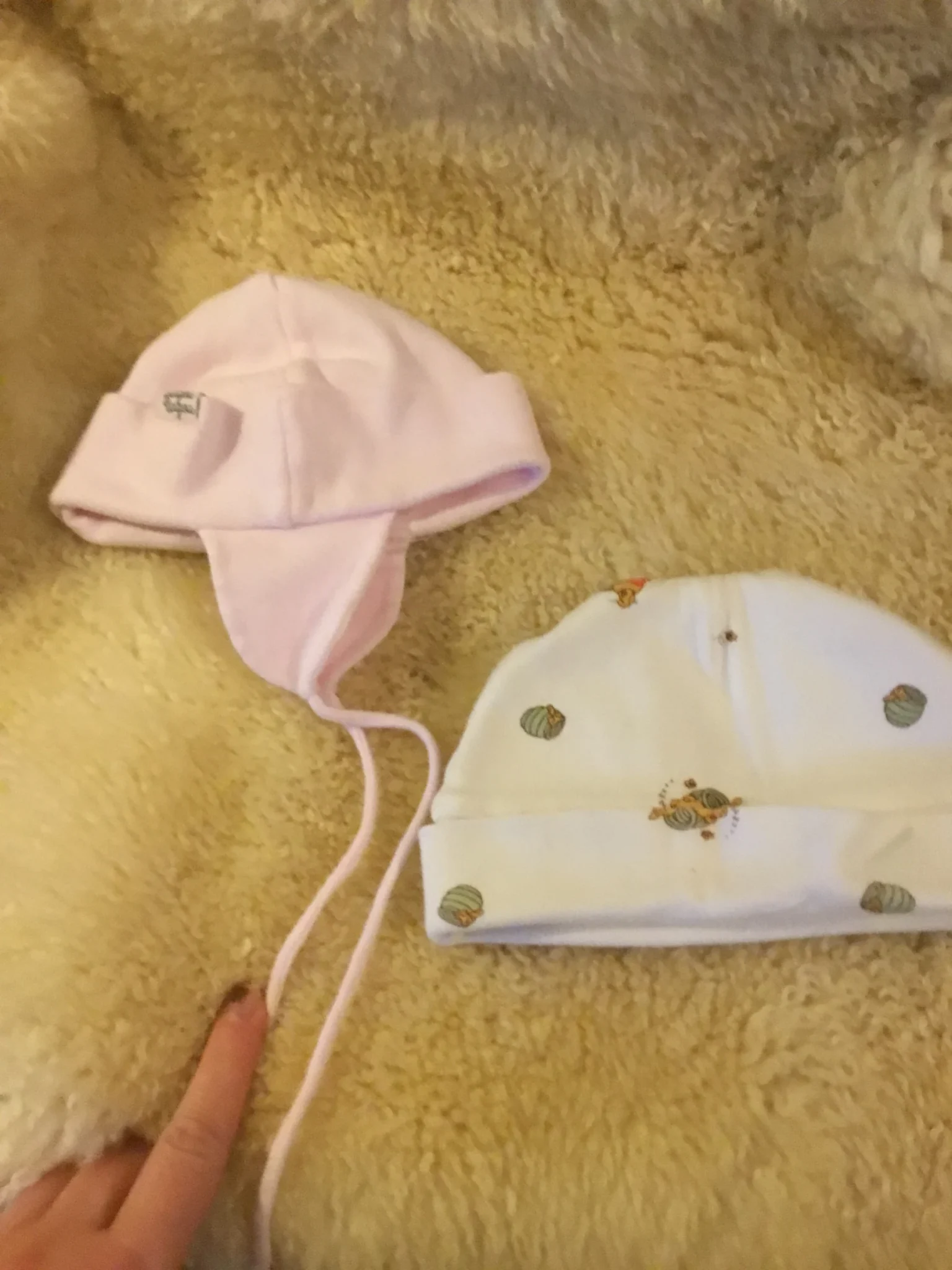 Image for Cotton toque with ears for newborn baby girls