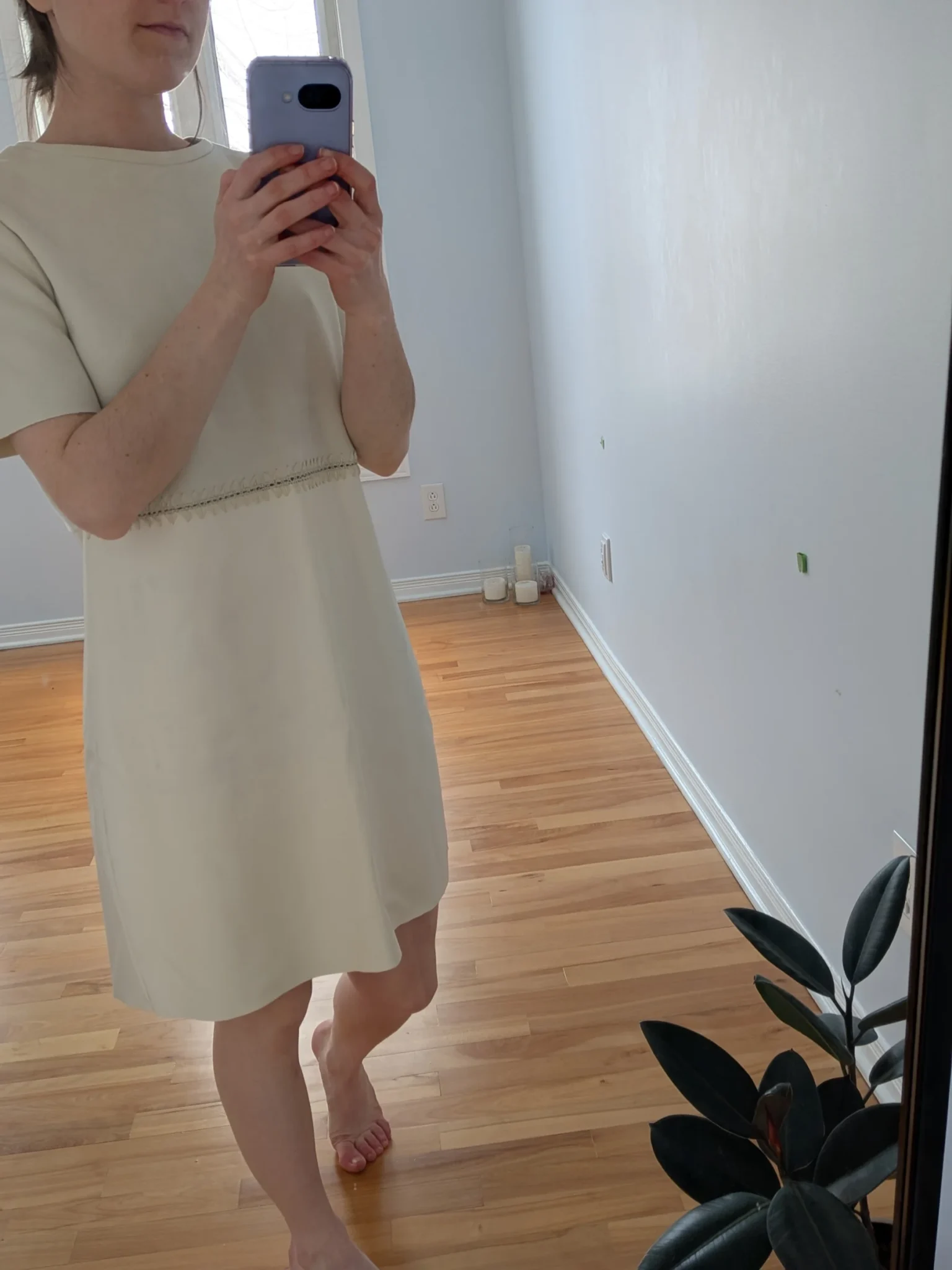 Featured image for Zara suede and cream leather dress Small