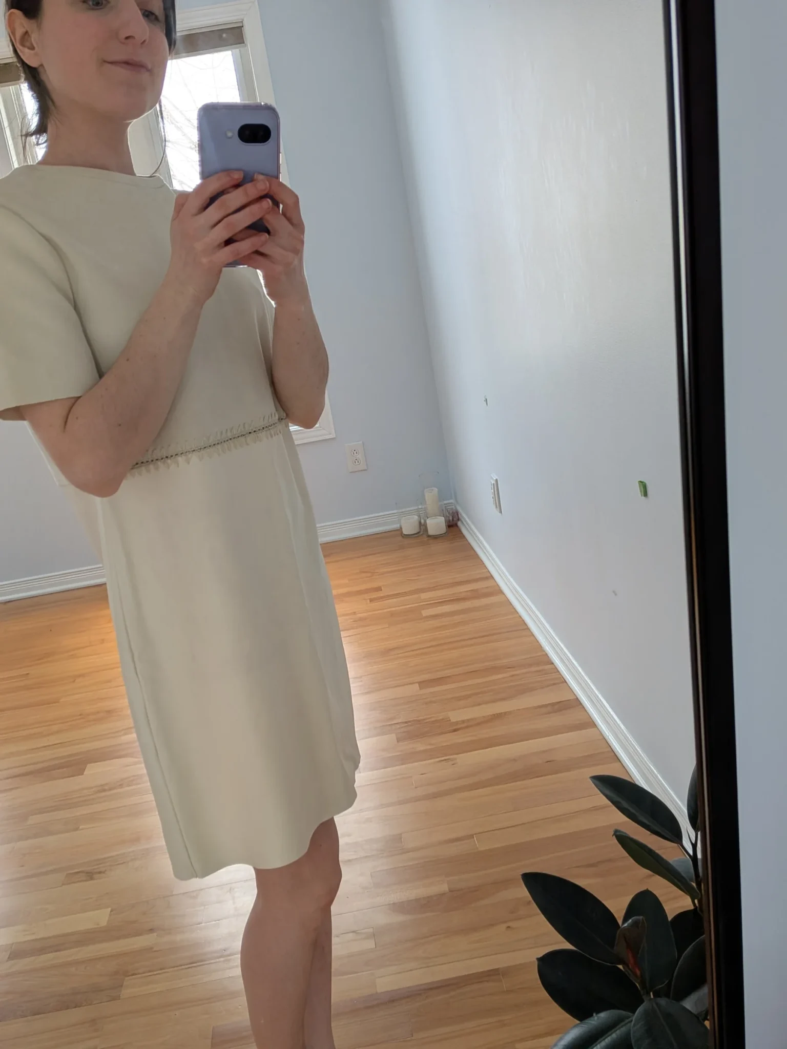 Image for Zara suede and cream leather dress Small