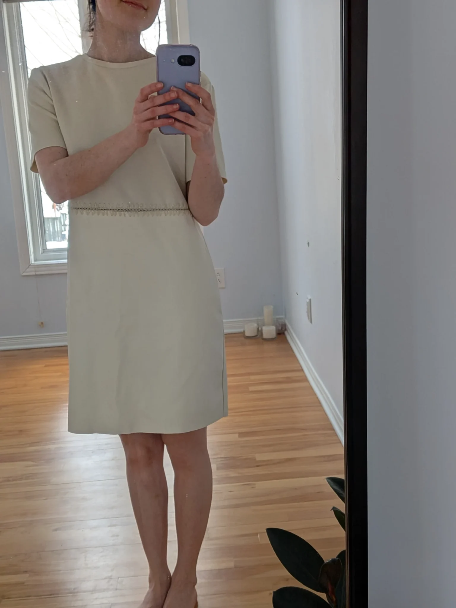 Image for Zara suede and cream leather dress Small