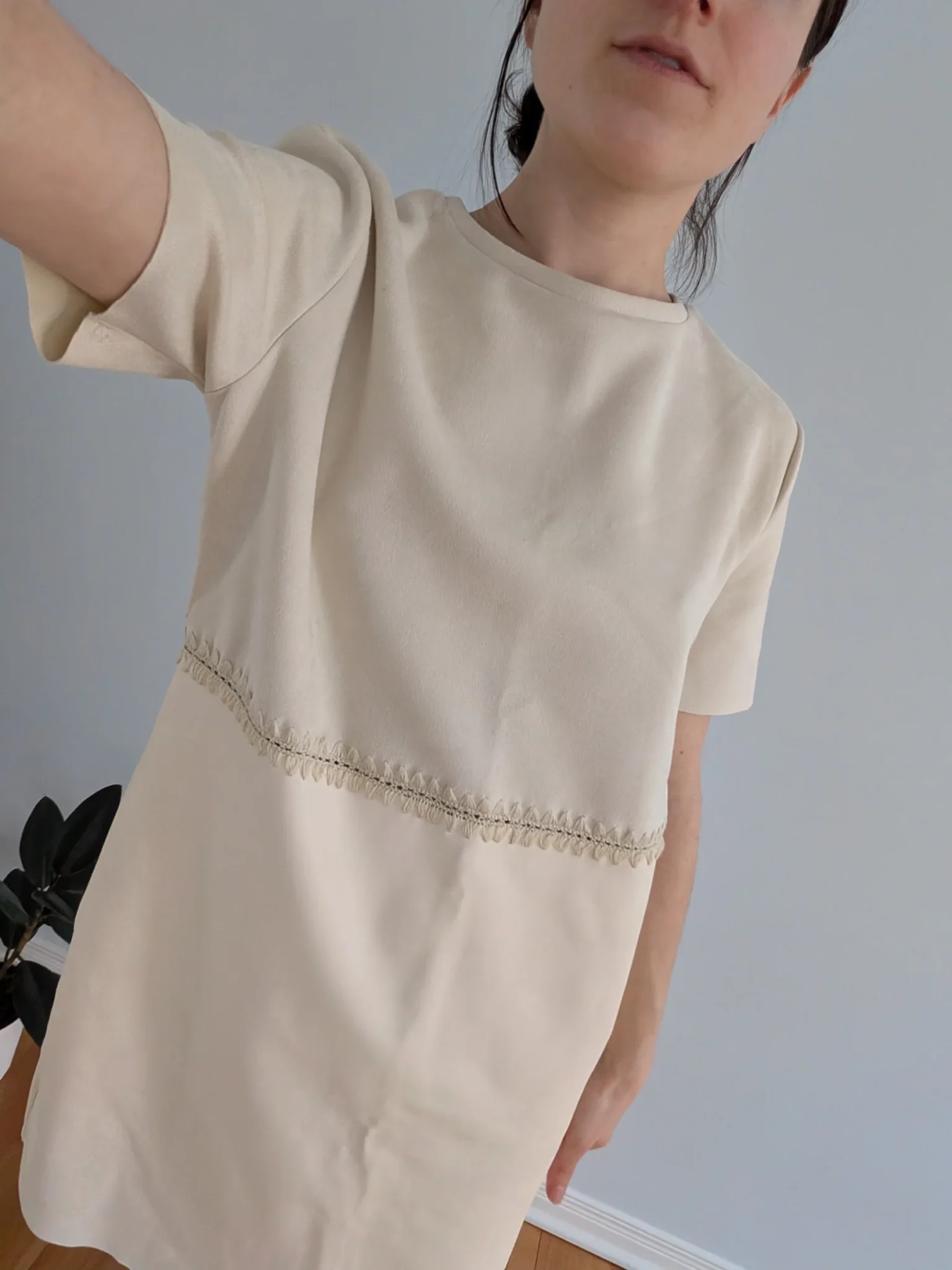 Image for Zara suede and cream leather dress Small