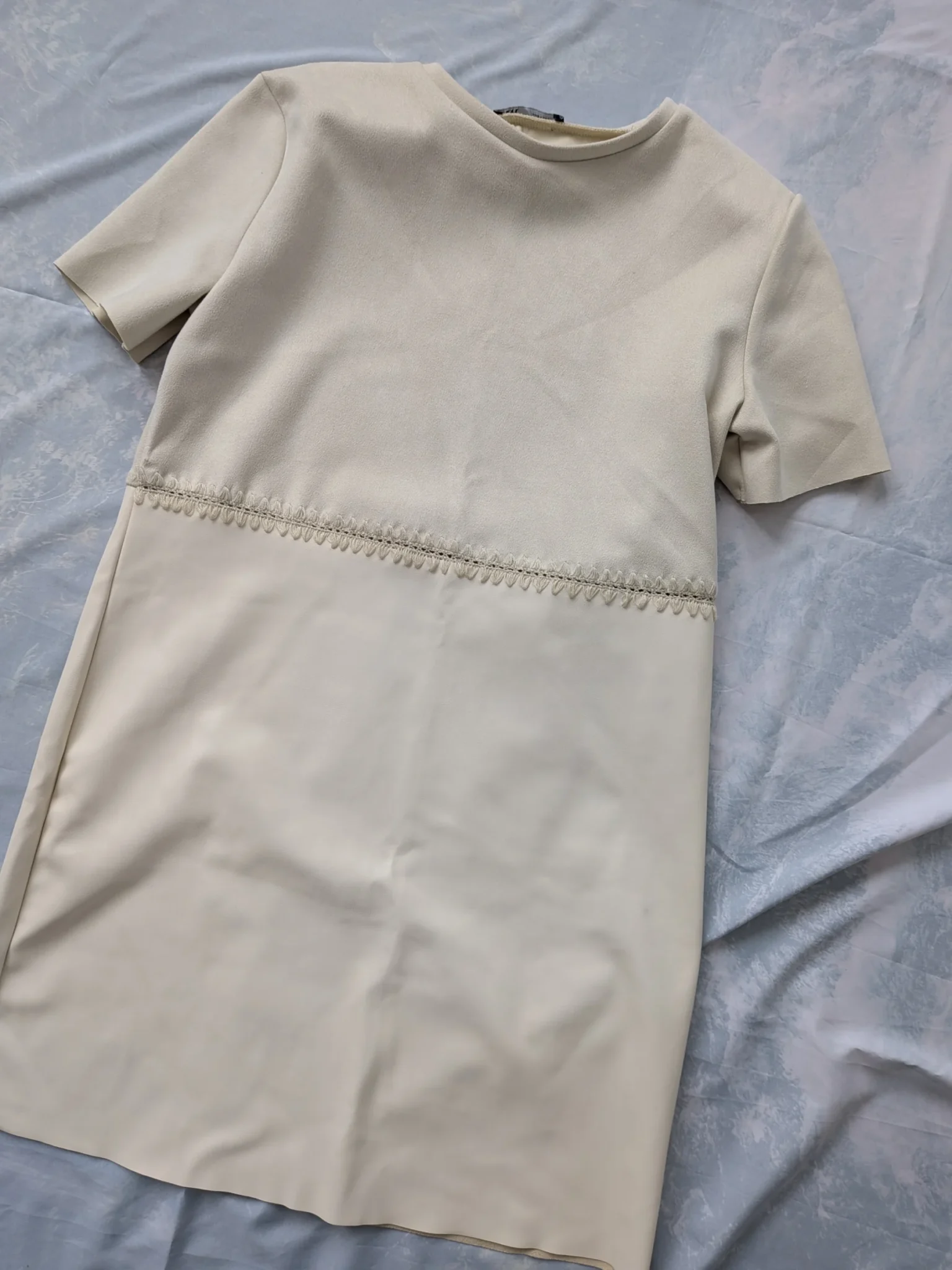 Image for Zara suede and cream leather dress Small