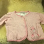 Featured thumbnail for Veste cardigan snaps coton ouaté rose lignée bébé fille 3-6